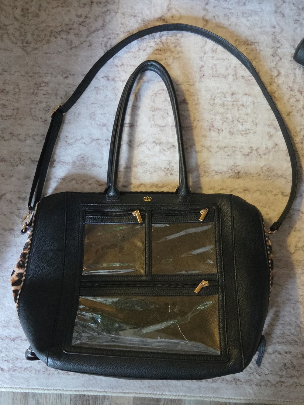 Piper Noble Vegan Leather Tote with Clear Front Pockets